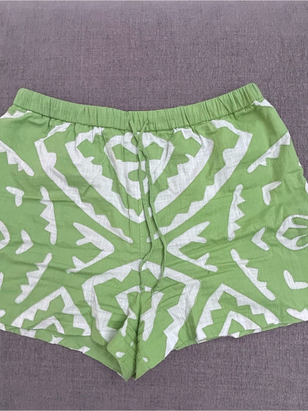 Women’s Athletic Shorts in Green and White - Lightweight Drawstring